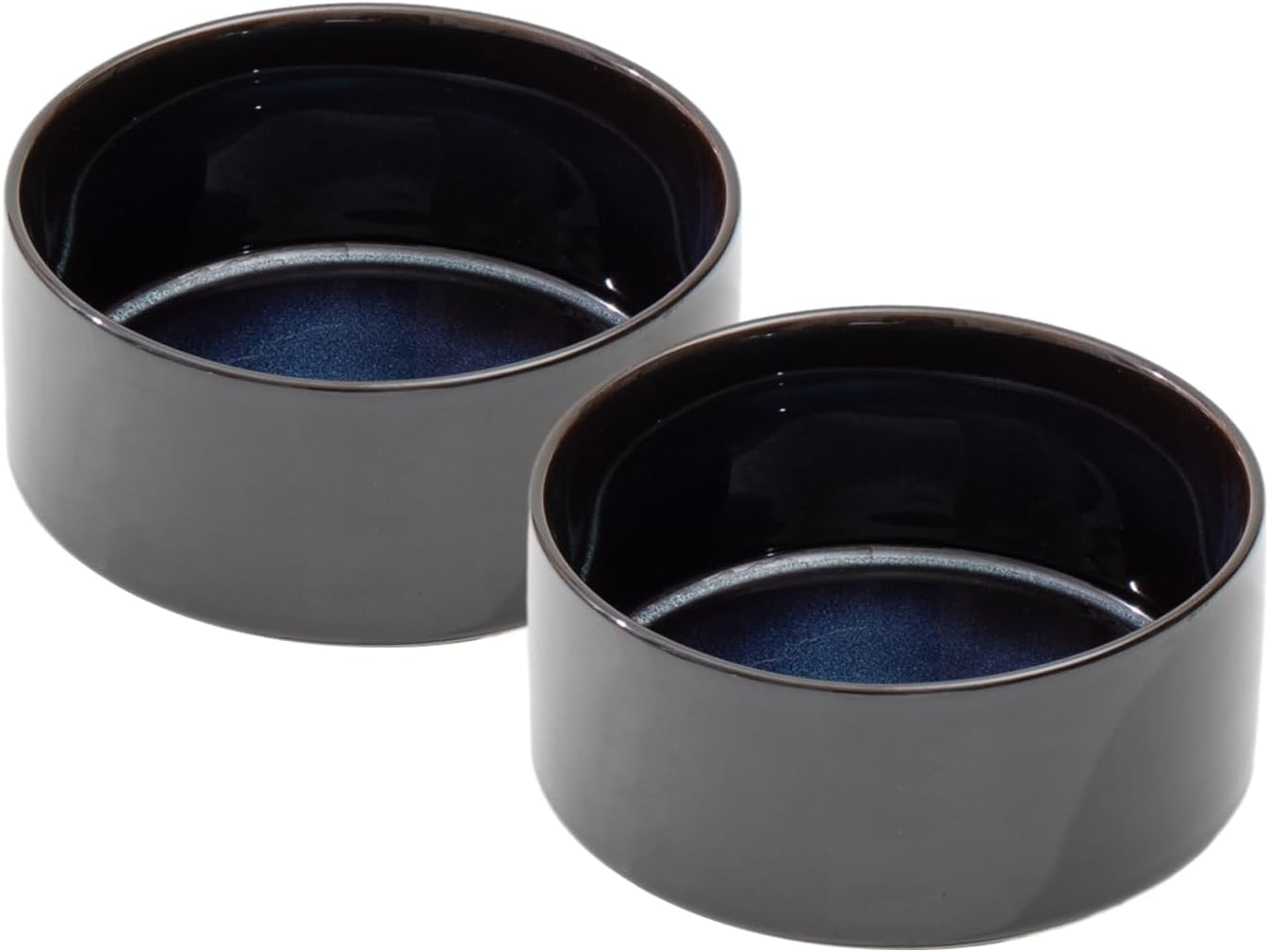 Ceramic 6.1inch Dog Bowls for Small and Medium Breed Dog Dish Pet Food and Water Bowl (Set of 2 Bowls - Starry Sky, 28oz)