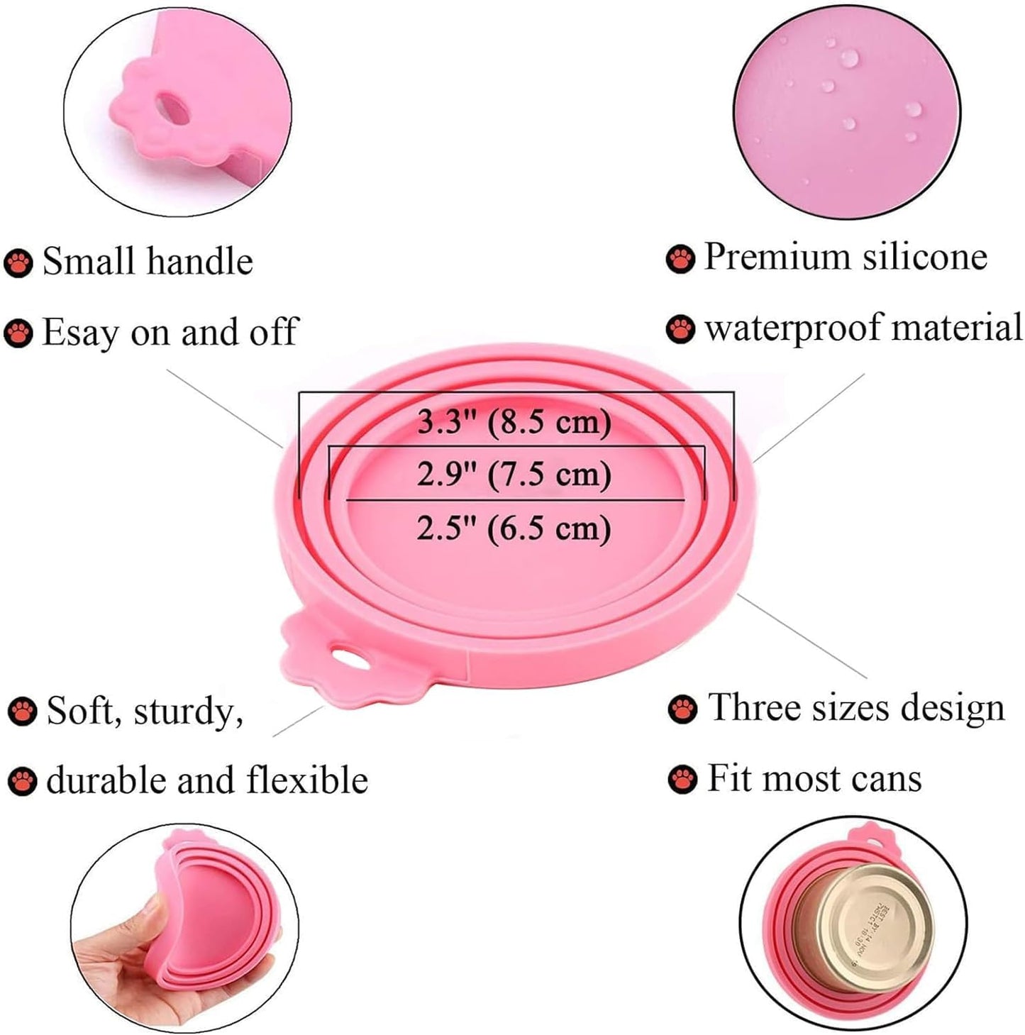 Can Lids/Universal BPA Free Silicone Pet Can Cover Lids for Dog and Cat Food/One Can Cap Fit Most Standard Size Canned Dog Cat Food(4 Pack)
