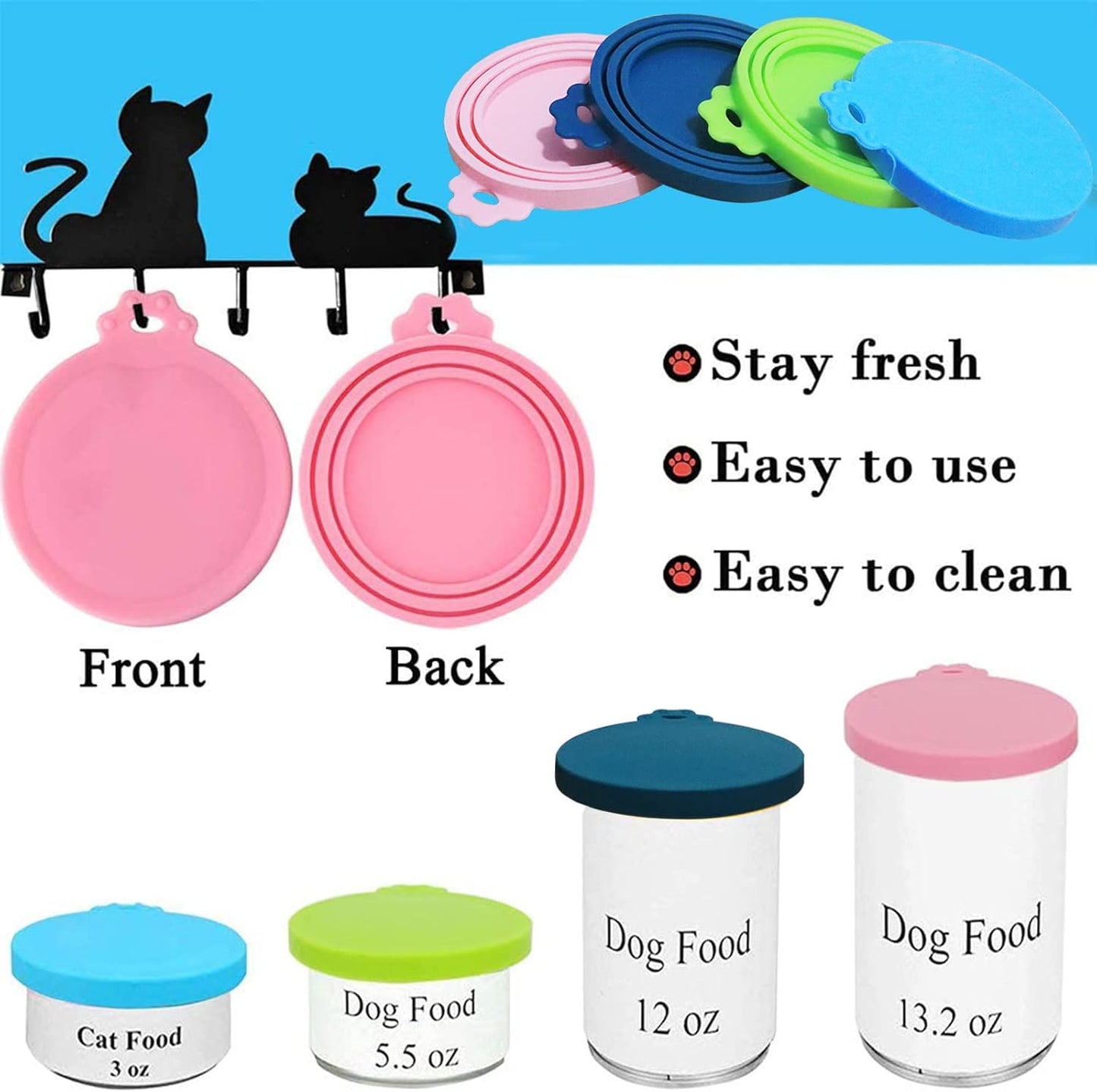 Can Lids | 4 Pack | Universal BPA Free Silicone Pet Food Can Covers | Fit Most Dog Cat Food Canned (Mix Color 4)