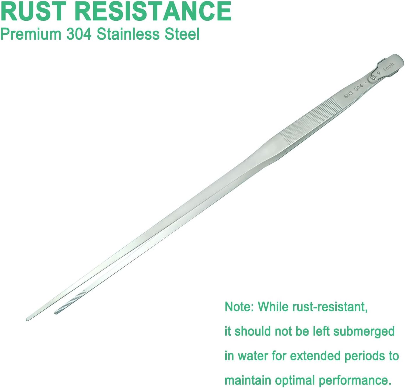 18.9 inch Aquarium Tweezers with Hanger, 2025 New Extra Long Feeding Tongs, Stainless Steel Large Aquascape Tools for Fish Tank, Terrarium,Aquascaping, Reptile Snake (Straight)