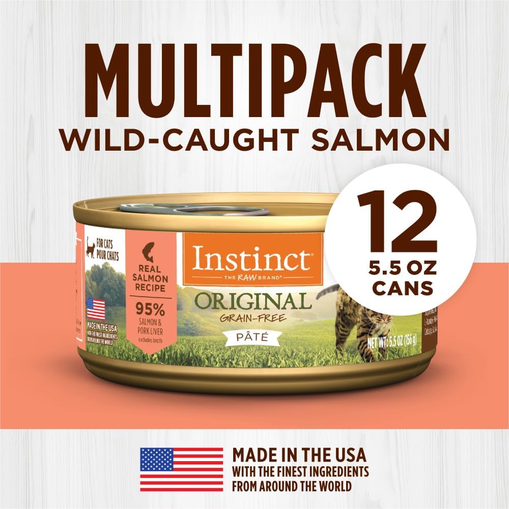 Instinct Original Grain Free Real Salmon Recipe Natural Wet Canned Cat Food by Nature's Variety, 5.5 oz. Cans (Case of 12)