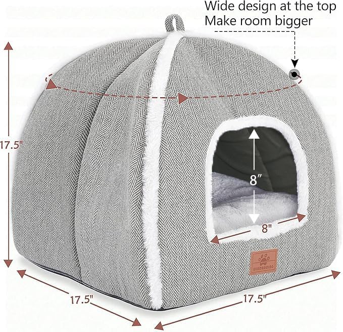 Cat Bed for Indoor Cats - Cat Cave Bed Cat House Cat Tent with Removable Washable Cushioned Pillow, Soft and Self Warming Kitten beds,Cat Beds & Furniture (Large Grey)