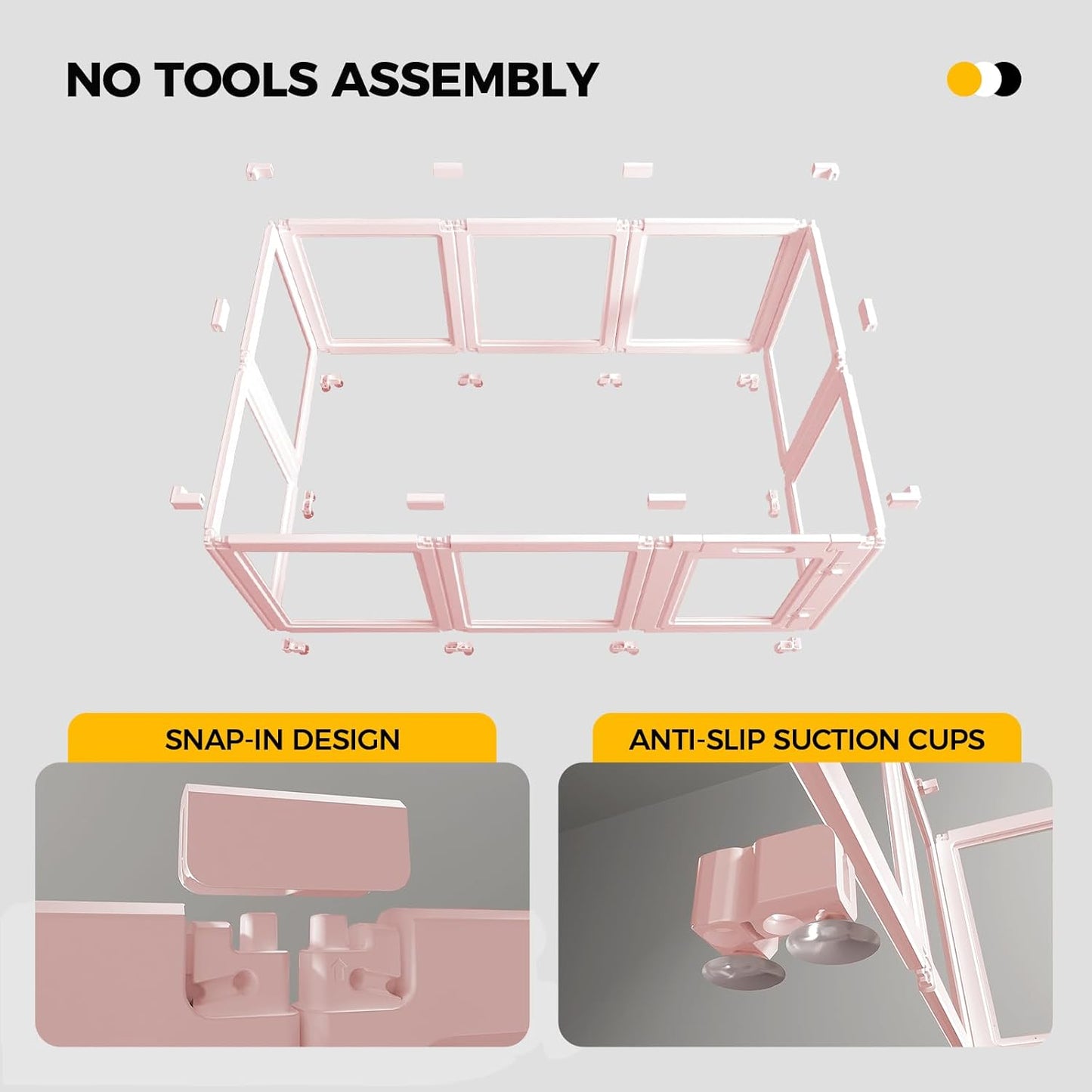 Clear Acrylic Plastic Dog Playpen - Clear Dog Play Pen - Easy Assemble Acrylic Dog Playpen - Puppy Playpen, Cat Playpen, Small Animal Playpen, Dog Play Pen Indoors (Pink-23.6" H, 12PCS)