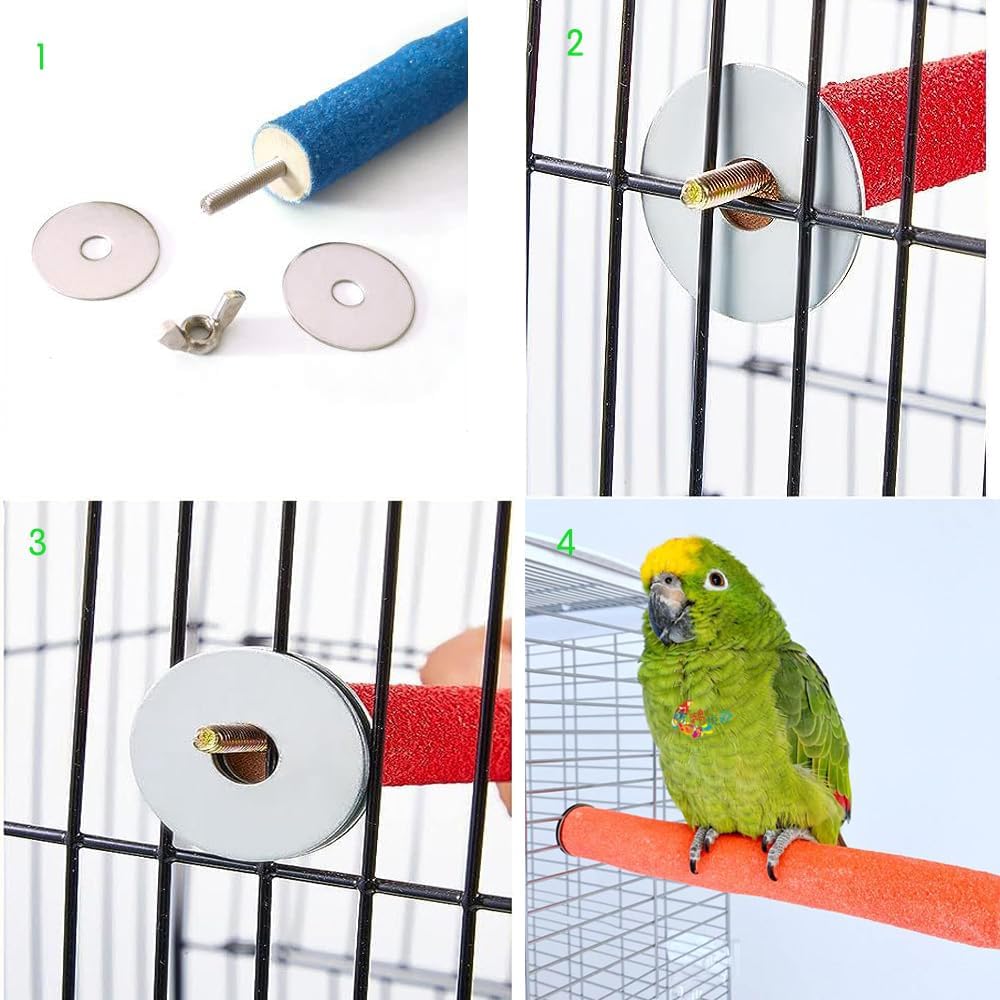 10 PCS Parrot Perch Stand Bird Perch Stand Toy Colorful Paw Grinding Stick Cage Wooden Parakeet Perch Accessories for Cockatiels (7.87in/0.59in)