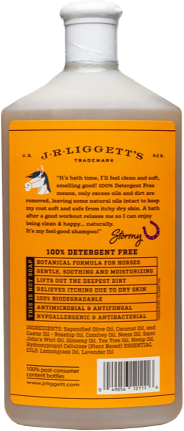 J·R·LIGGETT'S Botanical Horse Liquid Shampoo for Sensitive Skin | Hypoallergenic Biodegradable Shampoo Formula for Horses | 100% Eco-Friendly | Detergent-Free Horse Supply | 16.9fl.oz