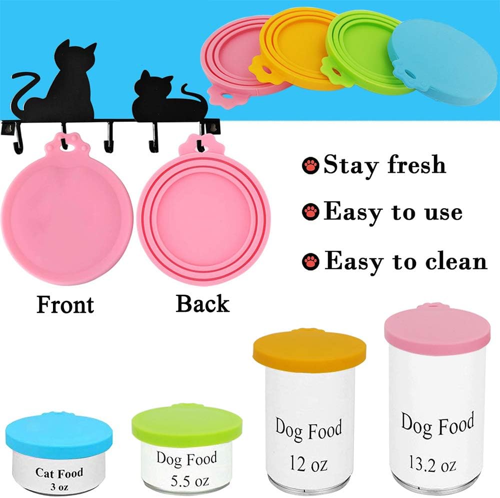Can Lids/Universal BPA Free Silicone Pet Can Cover Lids for Dog and Cat Food/One Can Cap Fit Most Standard Size Canned Dog Cat Food(4 Pack)