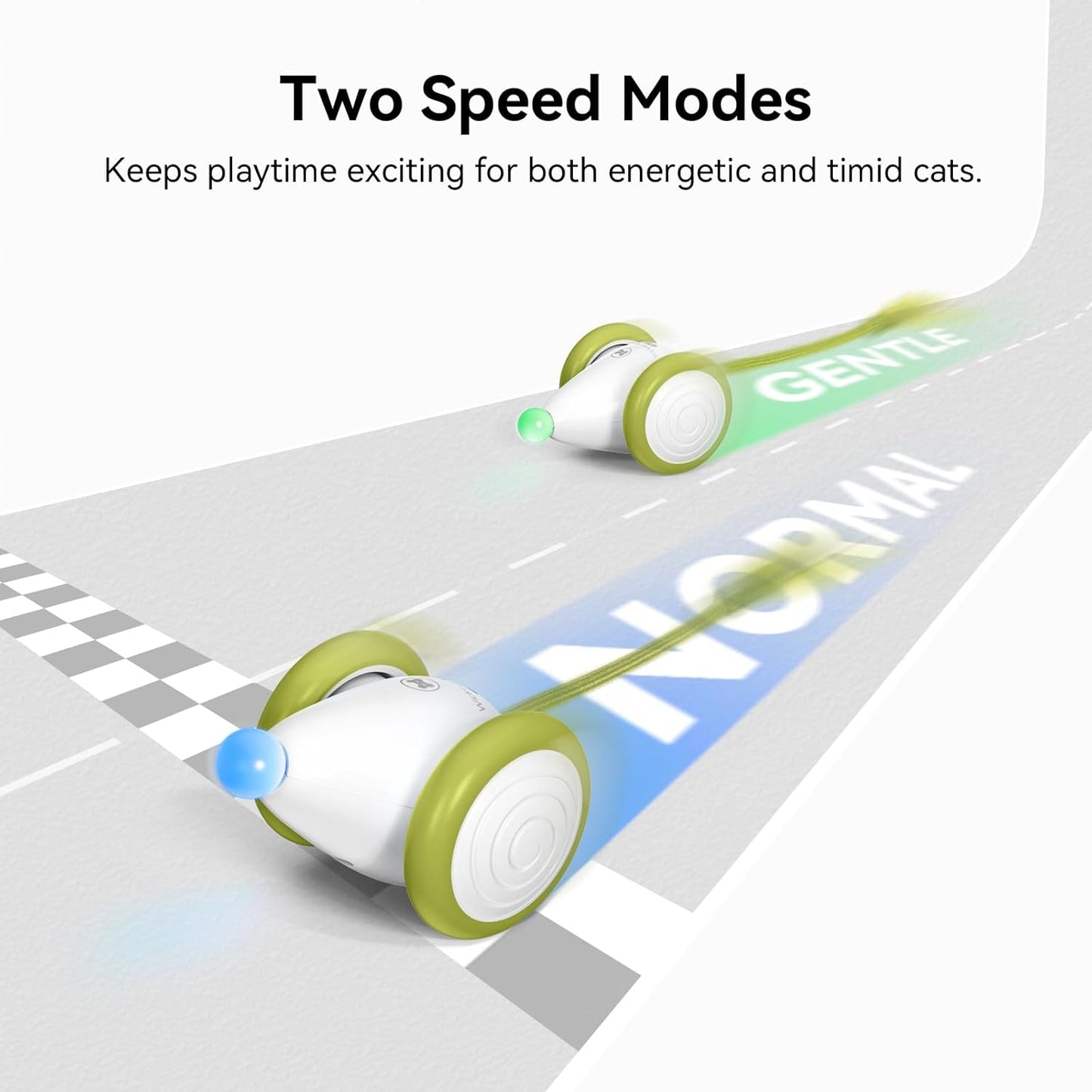 Cheerble Interactive Cat Toys for Indoor Cats, Automatic Moving Kitten Toys, Wicked Mouse Neo Cat Toy with Tail & Lights, Pet Cat Supplies, Rechargeable Cat Toys for Bored Indoor Adult Cats,Green