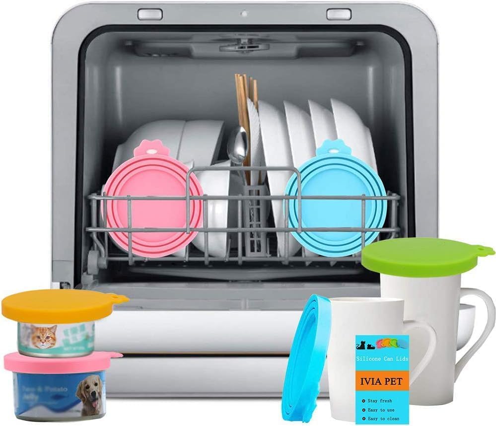 Can Lids/Universal BPA Free Silicone Pet Can Cover Lids for Dog and Cat Food/One Can Cap Fit Most Standard Size Canned Dog Cat Food(4 Pack)