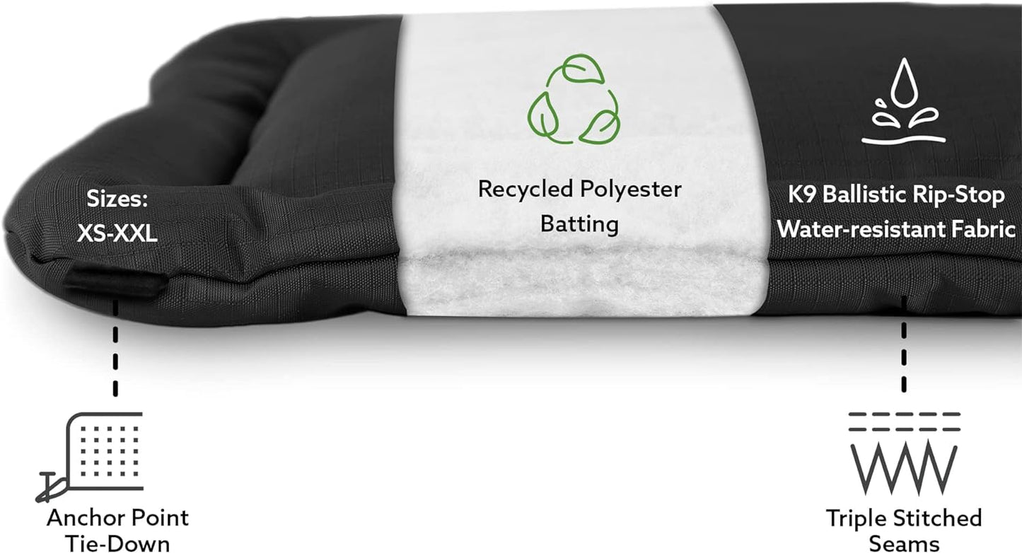 K9 Ballistics Tough Ripstop Dog Crate Pad - Durable & Machine Washable with Non-Skid Bottom and 120-Day Warranty, Fits 42" Wire Crates - Large, Blue Quartz