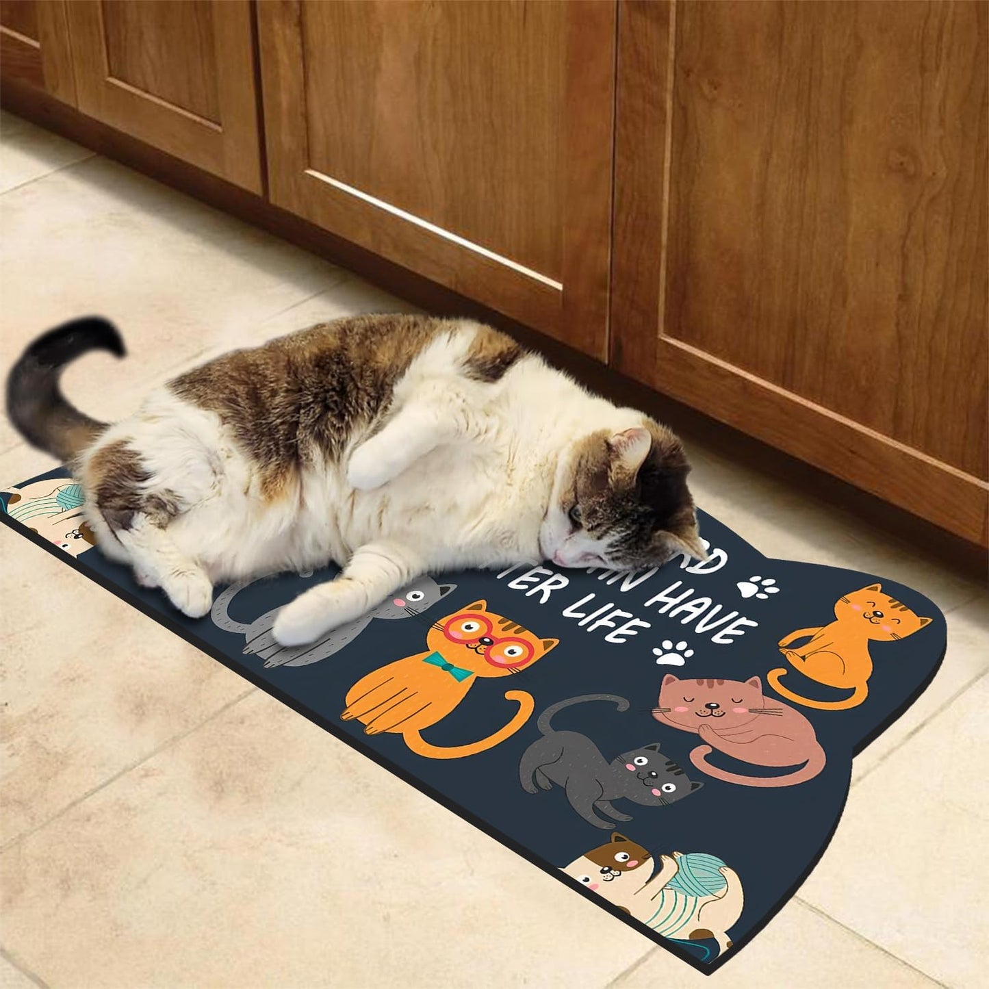 Cat Food Mats for Indoor 24""x12"" Cat Feeding Bowl Mat Absorbent Quick Dry Mat Pet Feeding Mat (Grey)