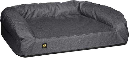 K9 Ballistics Tough Bolster Orthopedic Sofa Dog Bed with Removable Washable Cover - Durable, Water Resistant with Nonskid Bottom - Large, Titanium Premium Finish