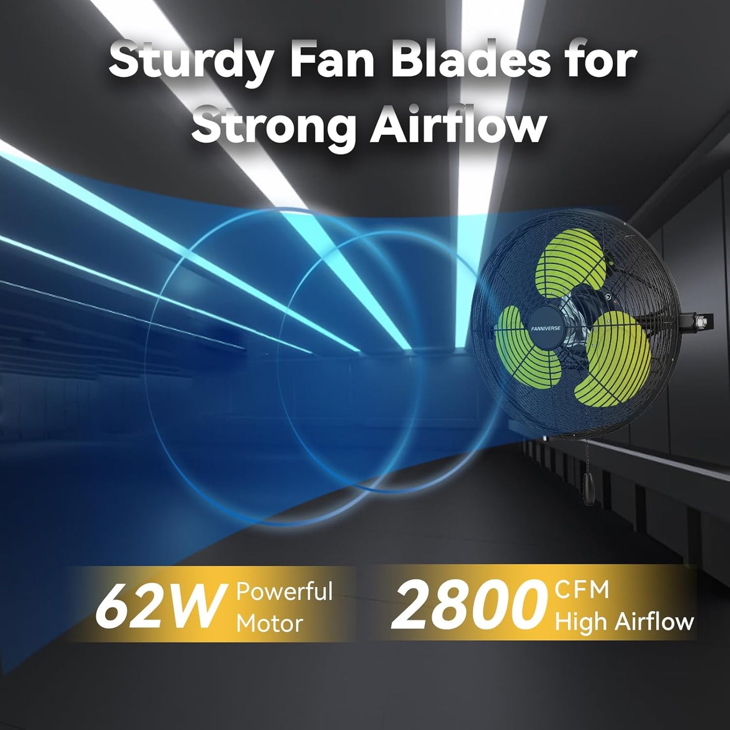 12 Inch Wall Fan Pro Series - Indoor High Velocity Wall Mount Fan for Commercial, Residential, Warehouse, Covered Patio, Shop, Garage, Barn, Gazebo 3 Speed 2800 CFM UL Safety Listed