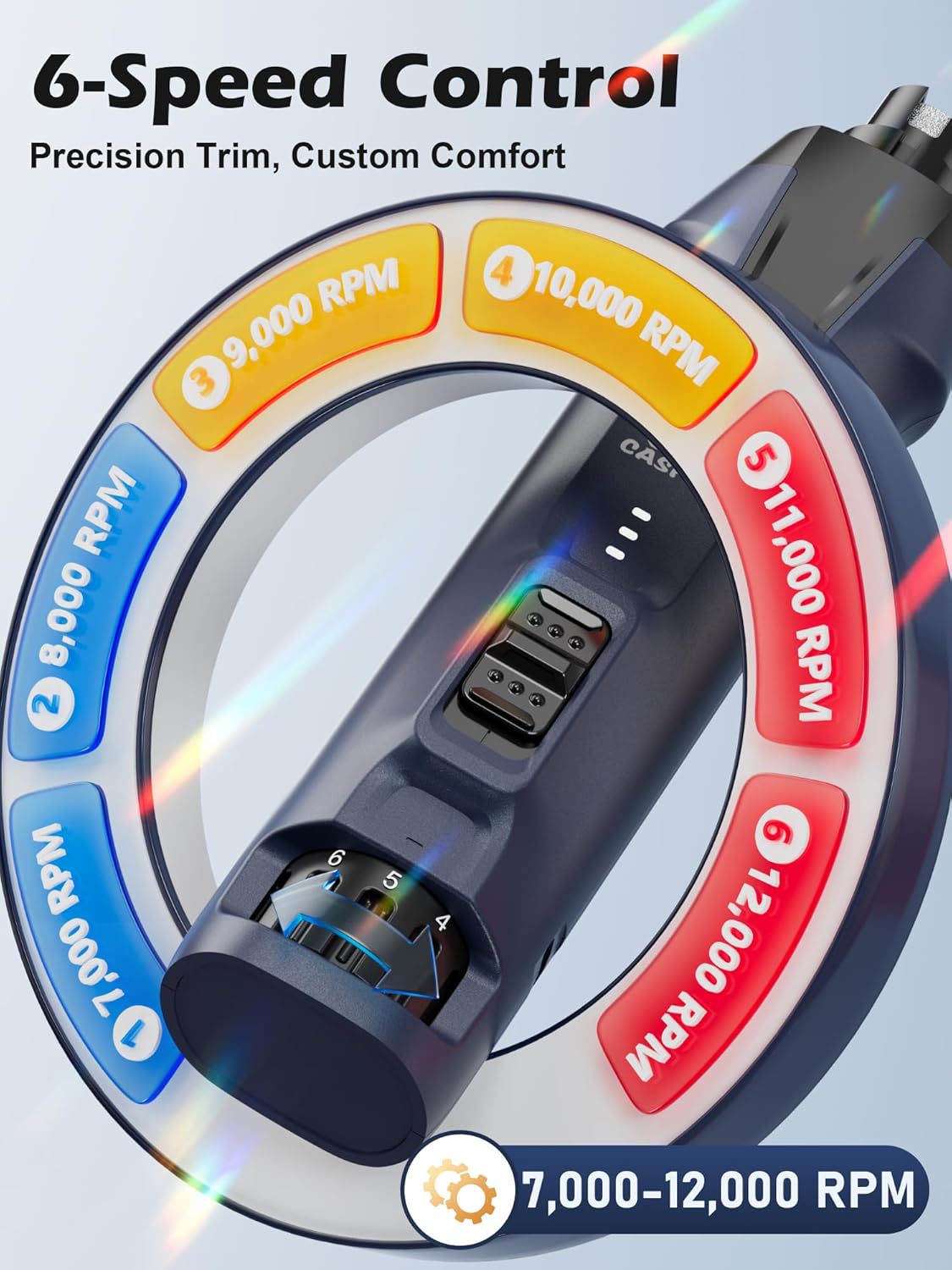 Casfuy 6-Speed Dog Nail Grinder – 50%+ Boost Power Dog Nail Trimmers Quiet with Dust Cap & 2 LED Lights & 2000mAh Battery & 4.8V Motor Electric Pet Toenail File Tool for Large Medium Small Dogs Cats