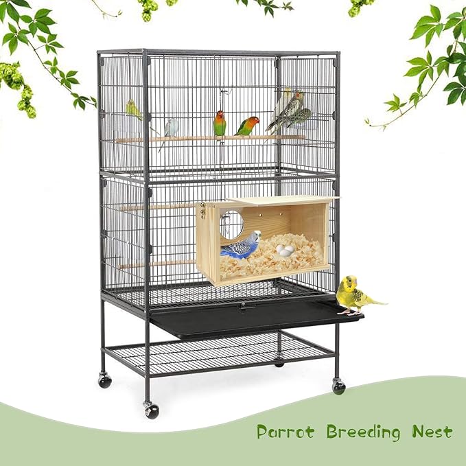Parakeet Nesting Box Cockatiel Nesting Natural Pine Bird Nest Bird Breeding Box House Acrylic Transparent Bird Box with Detachable Wooden Board for Lovebirds Cockatiel Budgie Conure Parrot S