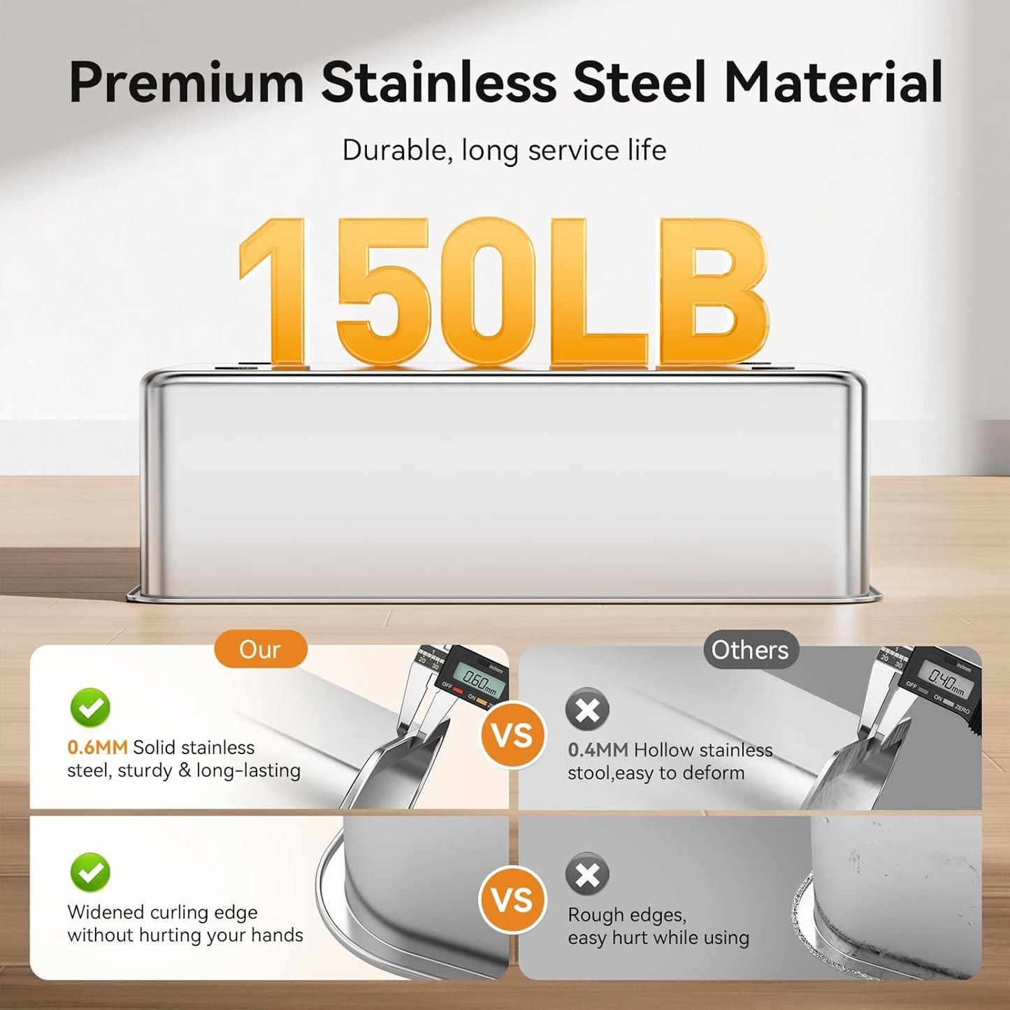 28" Extra Large XXL Stainless Steel Cat Litter Boxes with Lid Metal Cat Litterbox Pan for Big Cats and Multiple Cats, Anti-Leakage, Easy Cleaning, Include Scoop