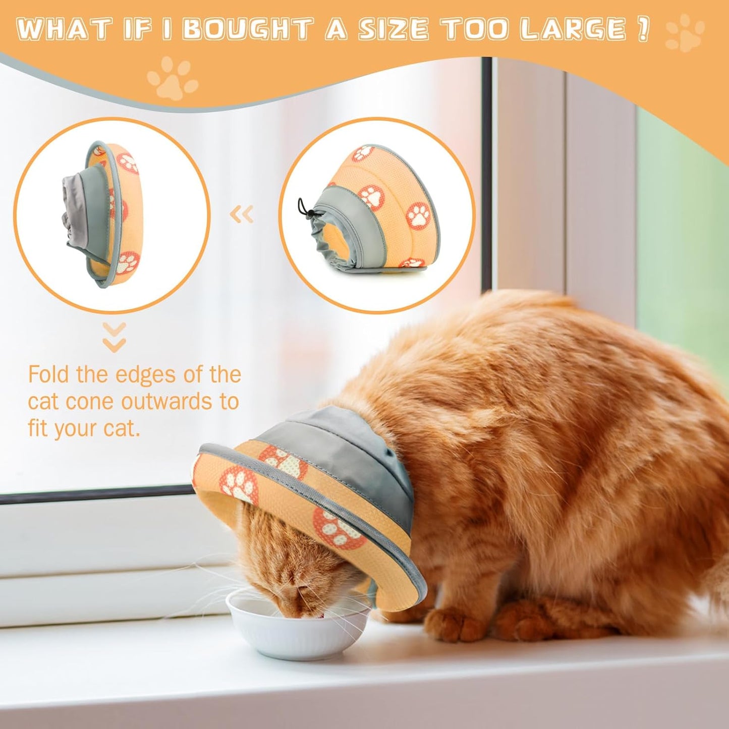 Cat Cone Collar Soft to Stop Licking After Surgery Cat Recovery Collar for Small Large Cats Adjustable Elizabethan Collar