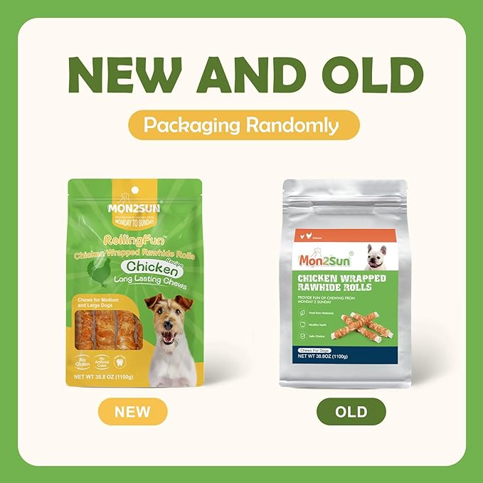 MON2SUN Dog Treats, 9 Inch Chicken Wrapped Rawhide Rolls Snacks, Teeth Cleaning and Long Lasting Chews for Medium and Large Dogs, 38.8oz (10 Count-Pack of 1)