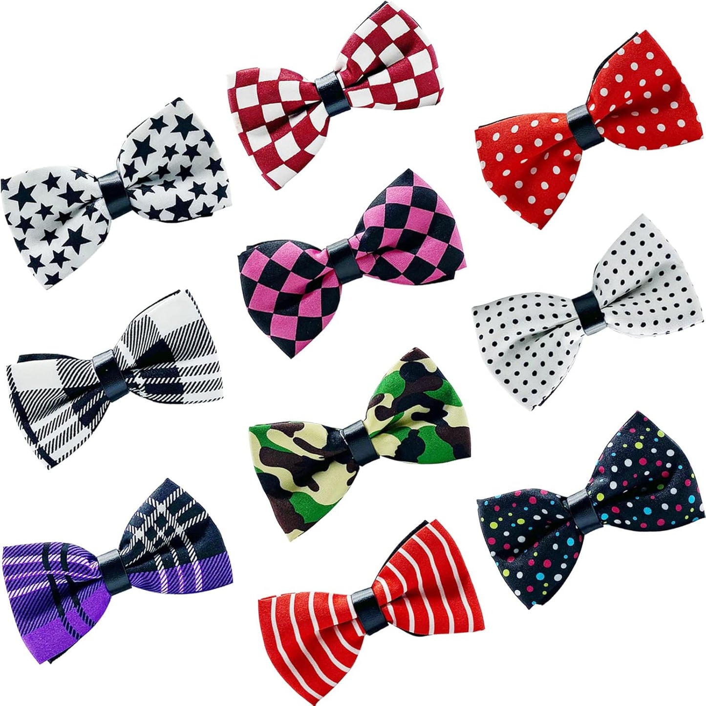 10 PCS Dogs Collar Elastic Attachment Bow Ties for Small Medium Large Pet/Cats Puppies Collar Charms Accessories Slides Bowties for Birthday Wedding Parties(Classic Large)