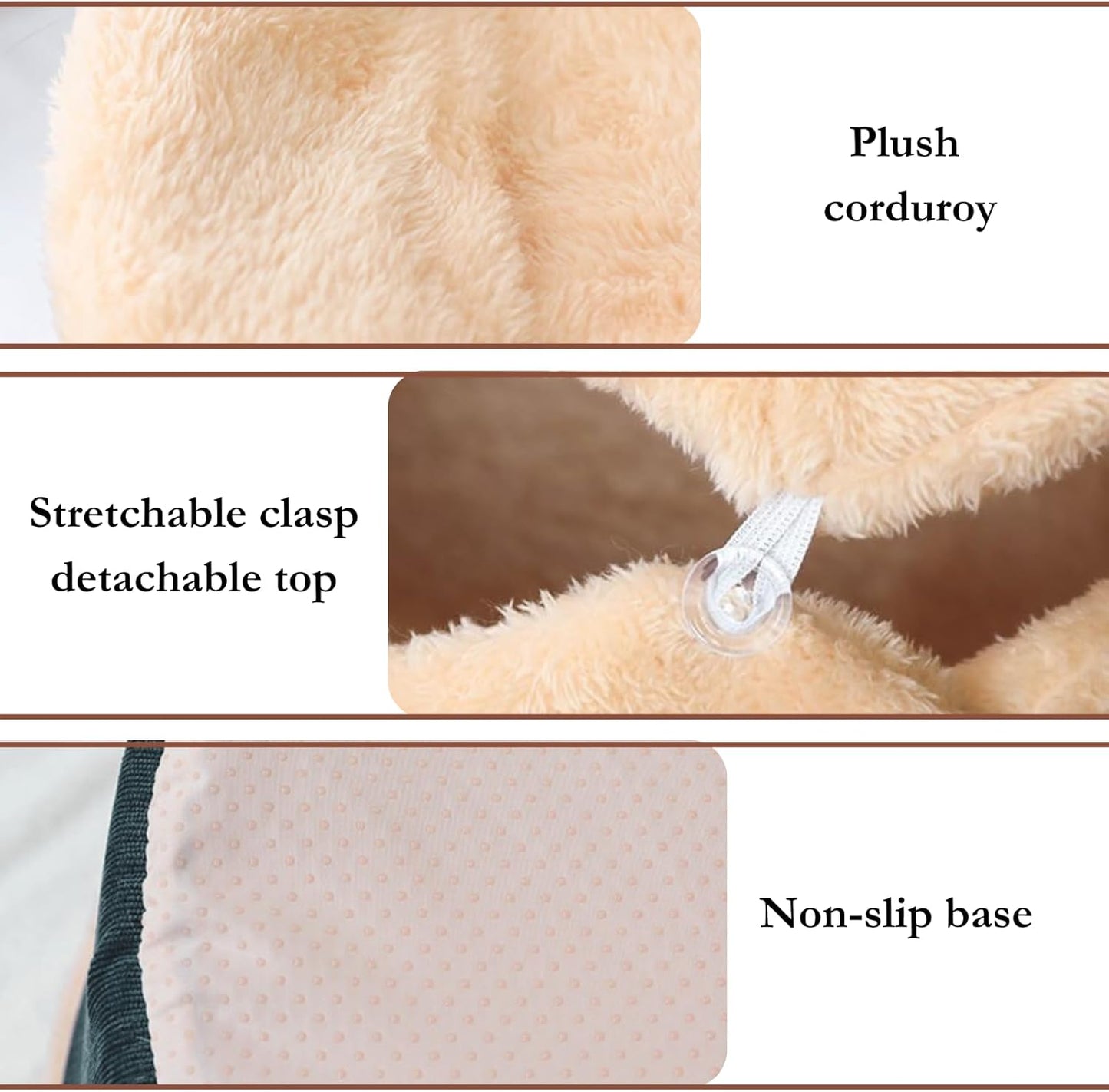 Cat Cave Bed – Plush, Warm & Calming Hideaway with Detachable Lid & Mat, Covered House for Indoor Kitten & Kitty (Redwhite)