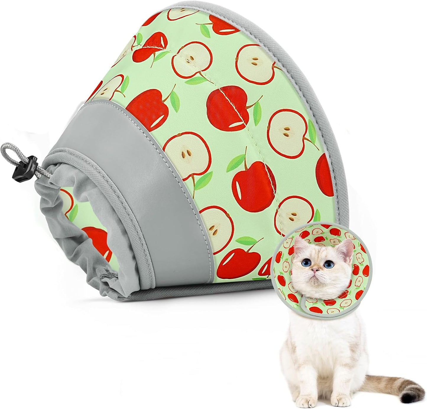 Cat Cone Collar Soft to Stop Licking, Adjustable, Foldable Lightweight Kitten Cones After Surgery Recovery for Cats & Kittens, Cat Cone Alternative (AppleRed, S)