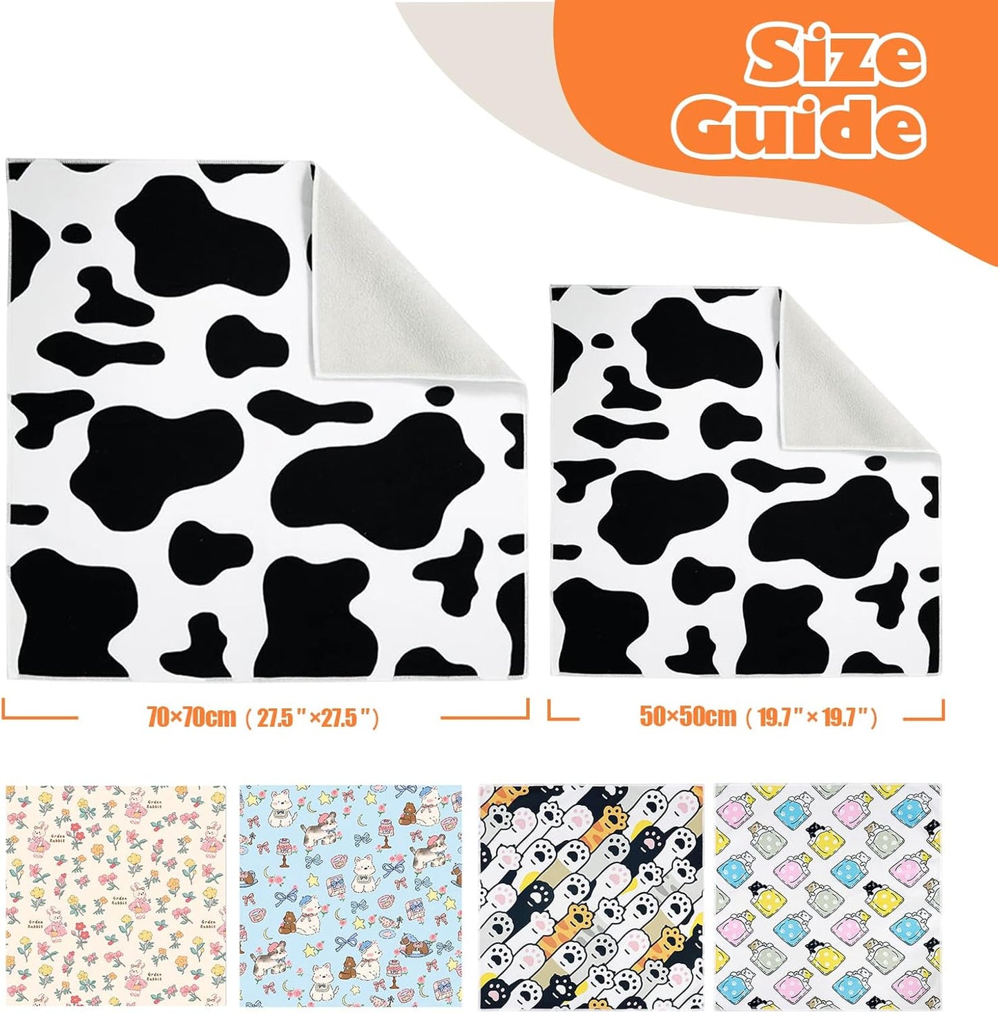 Cat Grooming Wrap, Cat Wrap Self-Adherent, Anti-Scratch Anti-Bite, Anti-Escape Grooming Bag for Cats Nail Clipping, Ear Cleaning, and Teeth Brushing (27.6 × 27.6" Cow Pattern)