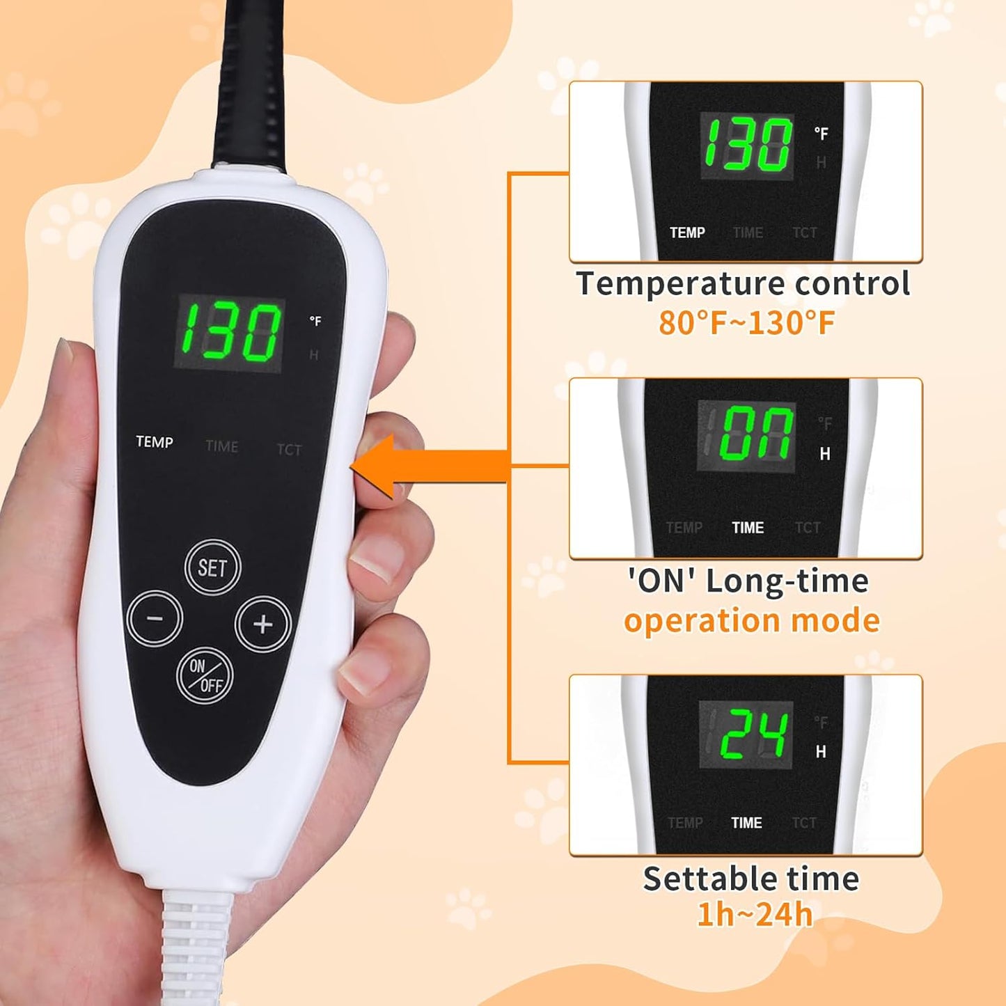 Cat Heating Pad,18×18 In Dog Heated Bed Smart Temperature Control Switch, Metal Protective Pipe Waterproof PVC Cat Beds For Indoor Cats With a Plush Cotton Cover,Heat Lamp For Puppies - Apricot