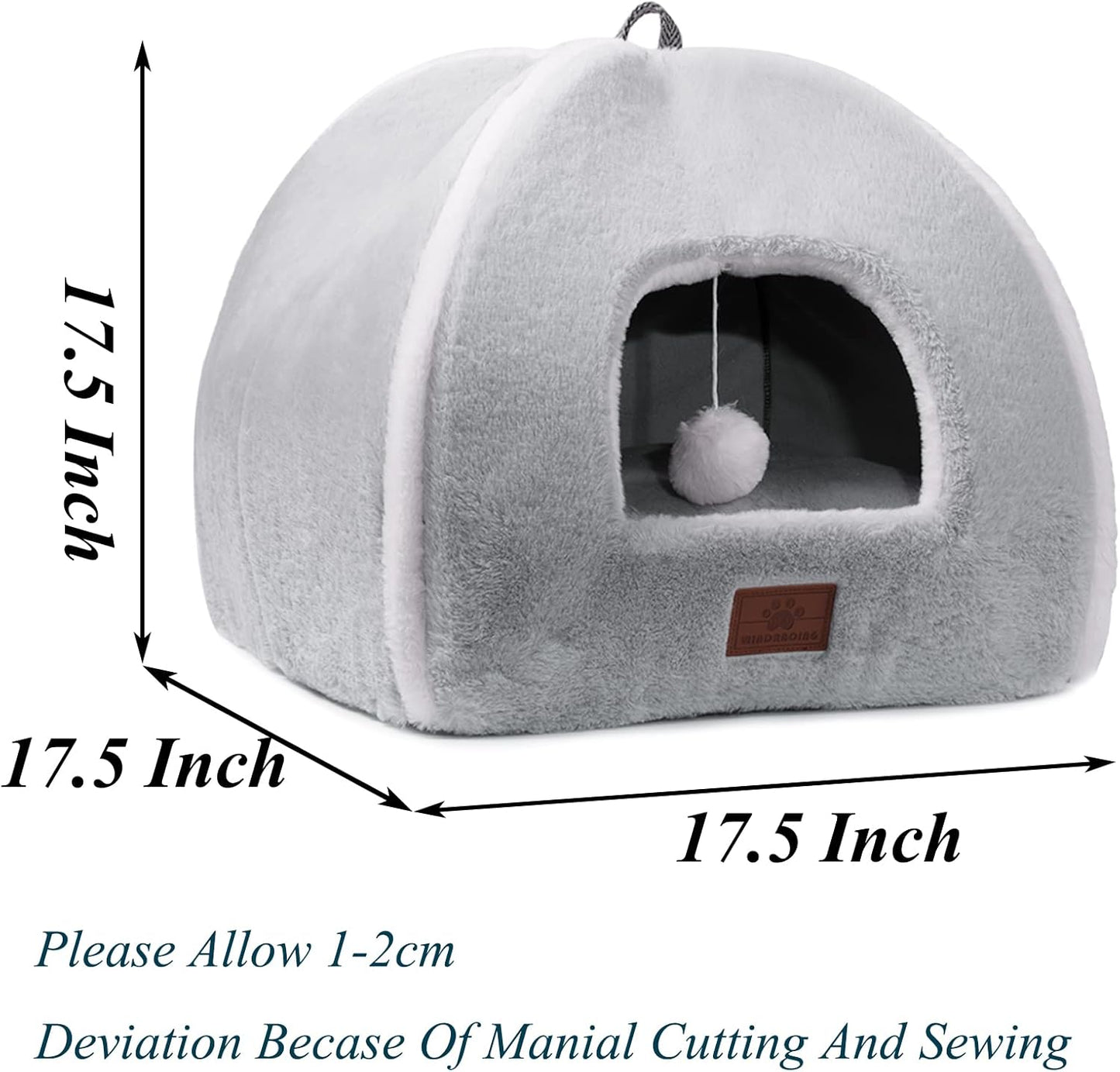 Cat Bed for Indoor Cats - Cat Cave Bed Cat House Cat Tent with Removable Washable Cushioned Pillow, Soft and Self Warming Kitten beds, Pet Bed(Large Grey)