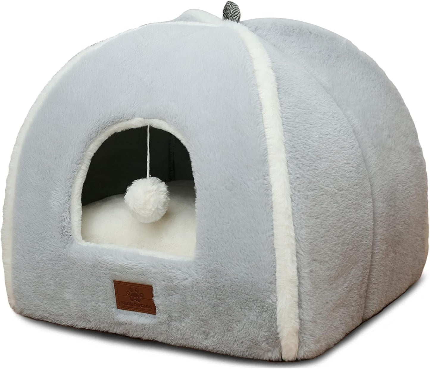 Cat Bed for Indoor Cats - Cat Cave Bed Cat House Cat Tent with Removable Washable Cushioned Pillow, Soft and Self Warming Kitten beds, Pet Bed(Large Grey)