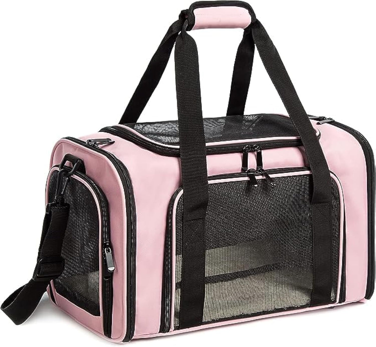 Cat Carrier Dog Carrier Pet Carrier Cat Bags for Small Medium Cats Dogs Puppies of 15 Lbs,of Airline Approved Small Dog Bag Soft Sided,Collapsible Travel Puppy Carrier (Large, Pink)
