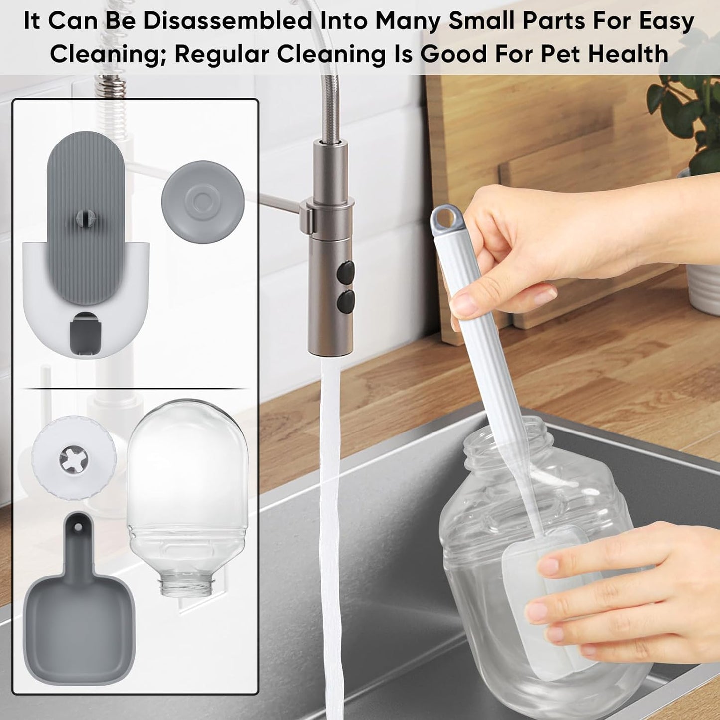 28oz Hanging Automatic Water Dispenser,Rabbit Water Bottle,Bunny Guinea Pig Ferret Water Bowl for Cage,Suitable for Small Animal Puppies(Cage Grid Spacing Over 1.2'') (Gray)