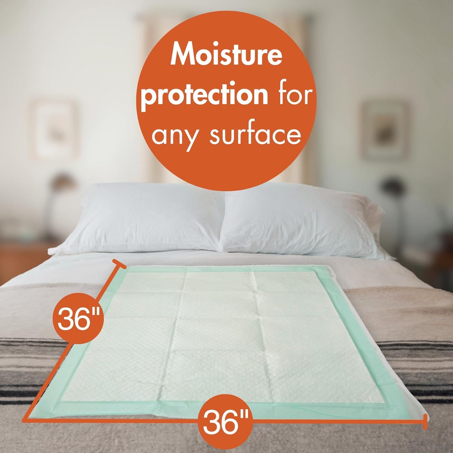 Caring Disposable Underpads 36 x 36 in, Heavy Absorbency Bed Pads, Chucks Pads, Puppy Pads, Baby Changing Pads, Incontinence Underpads for Adults, Pets, Babies, 50 Count Pack