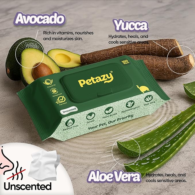 400 Dog Wipes for Paws and Butt Ears Eyes | XL 8x8 Organic Pet Wipes for Dogs | Unscented Dog Wipes Cleaning Deodorizing | Extra Thick Paw Wipes for Dogs Cats Pets | Bonus Glove Wipes Included