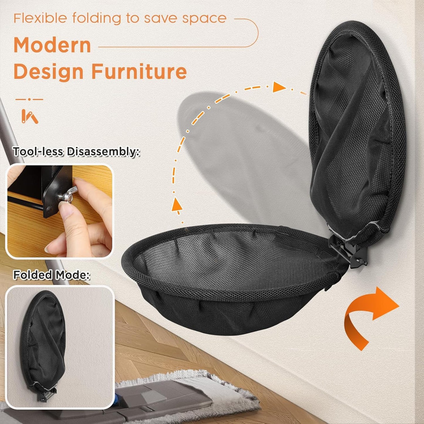 Cat Hammock Wall Mounted, Foldable & Stable Cat Beds- Breathable Cat Wall Shelves for Sleeping, Playing, Climbing, and Lounging - Maximum Hold Up to 30lb (Black)