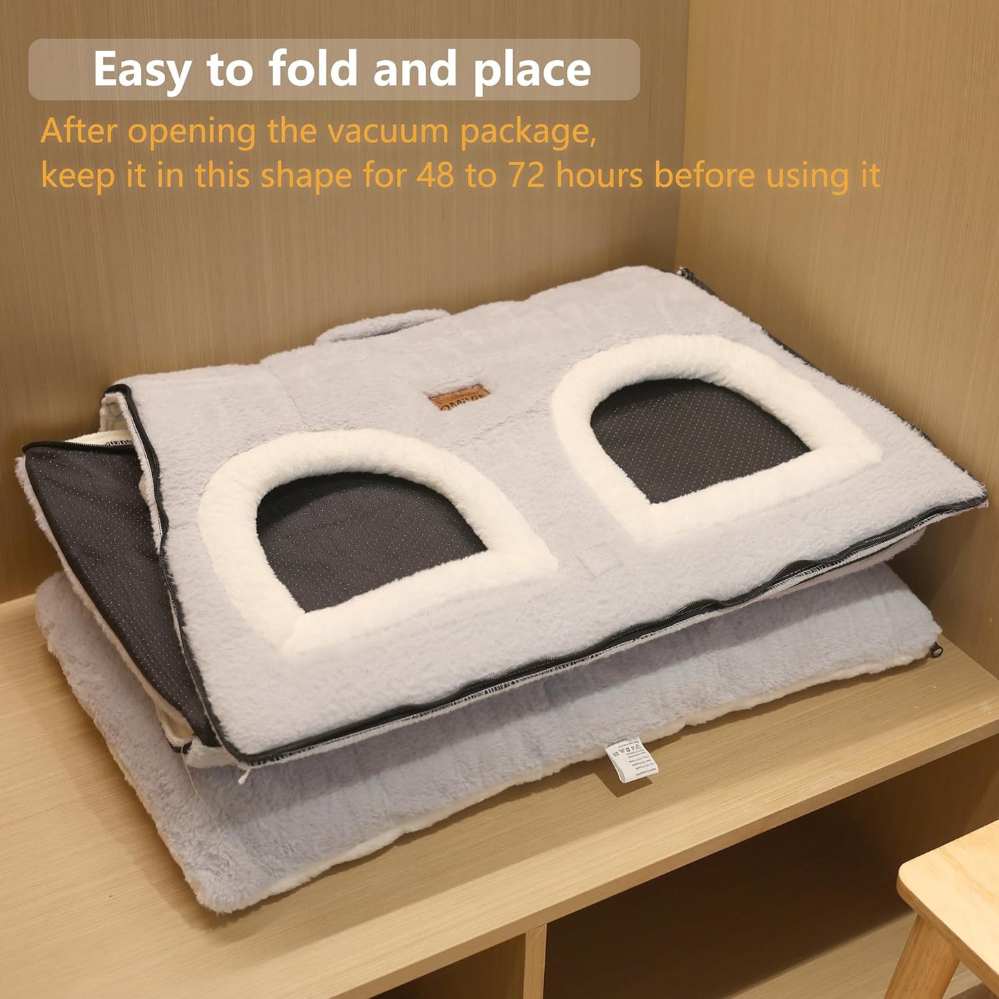 Cat Bed for Indoor Cats,Foldable cat cave,Anti-Slip & Water-Resistant Bottom,cat Houses for Indoor Cats or Small Dogs, Kitten Tent, Rabbit Double Hole Bed:(27.5"×15.3"×15.3"