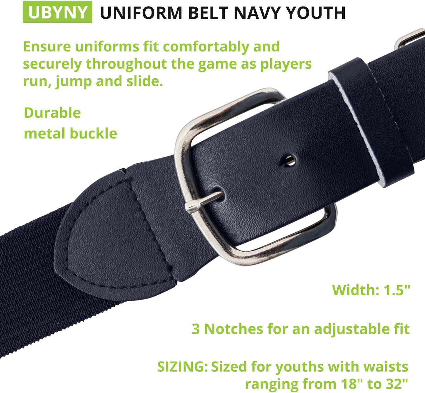 Champion Sports Baseball/Softball Uniform Belt, Comfort Stretch Fit Durable Syntex Tab - Youth & Adult Sizes, Multiple Colors