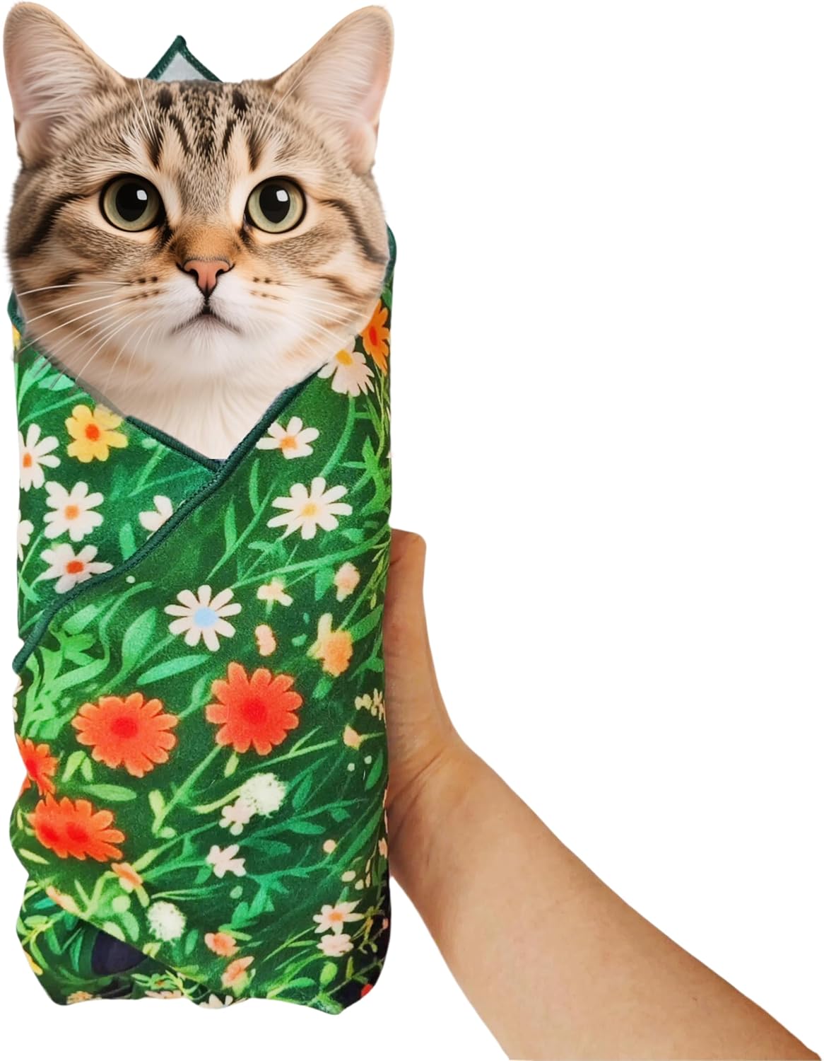 Cat Grooming Wrap Cat Wrap for Cutting Nails Cat Burrito Wrap 19.96 inch(Within 6Lbs) Cat Swaddle Nail Clipping, Teeth Brushing, Ear Cleaning Self-Adhesive Magic Cloth Cat Restraint