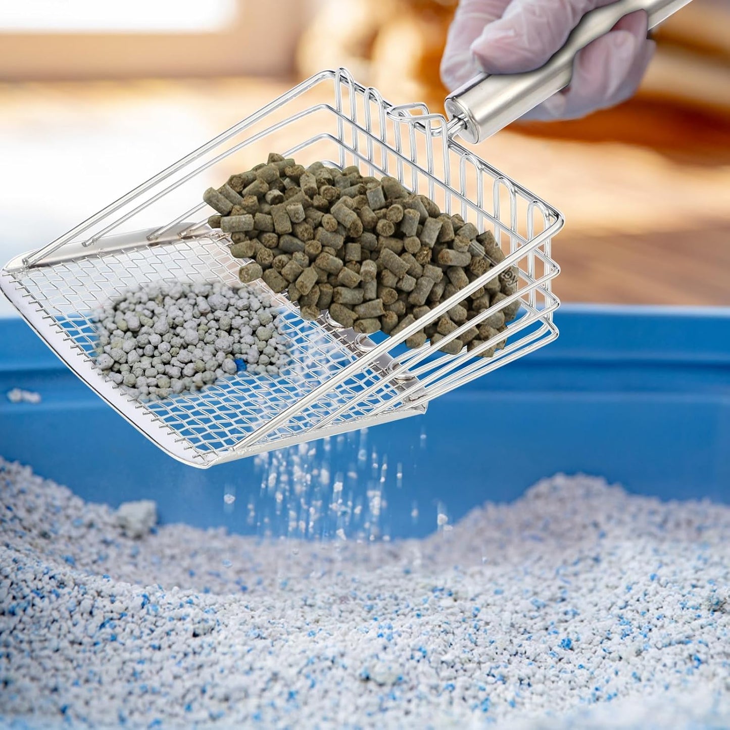 Cat Litter Scoop, Metal Scooper, Deep Shovel, Ergonomic Handle, Kitten Poop Sifting, Durable, Heavy Duty Speed Sifter, for Litter Box (Silvery-Gray)