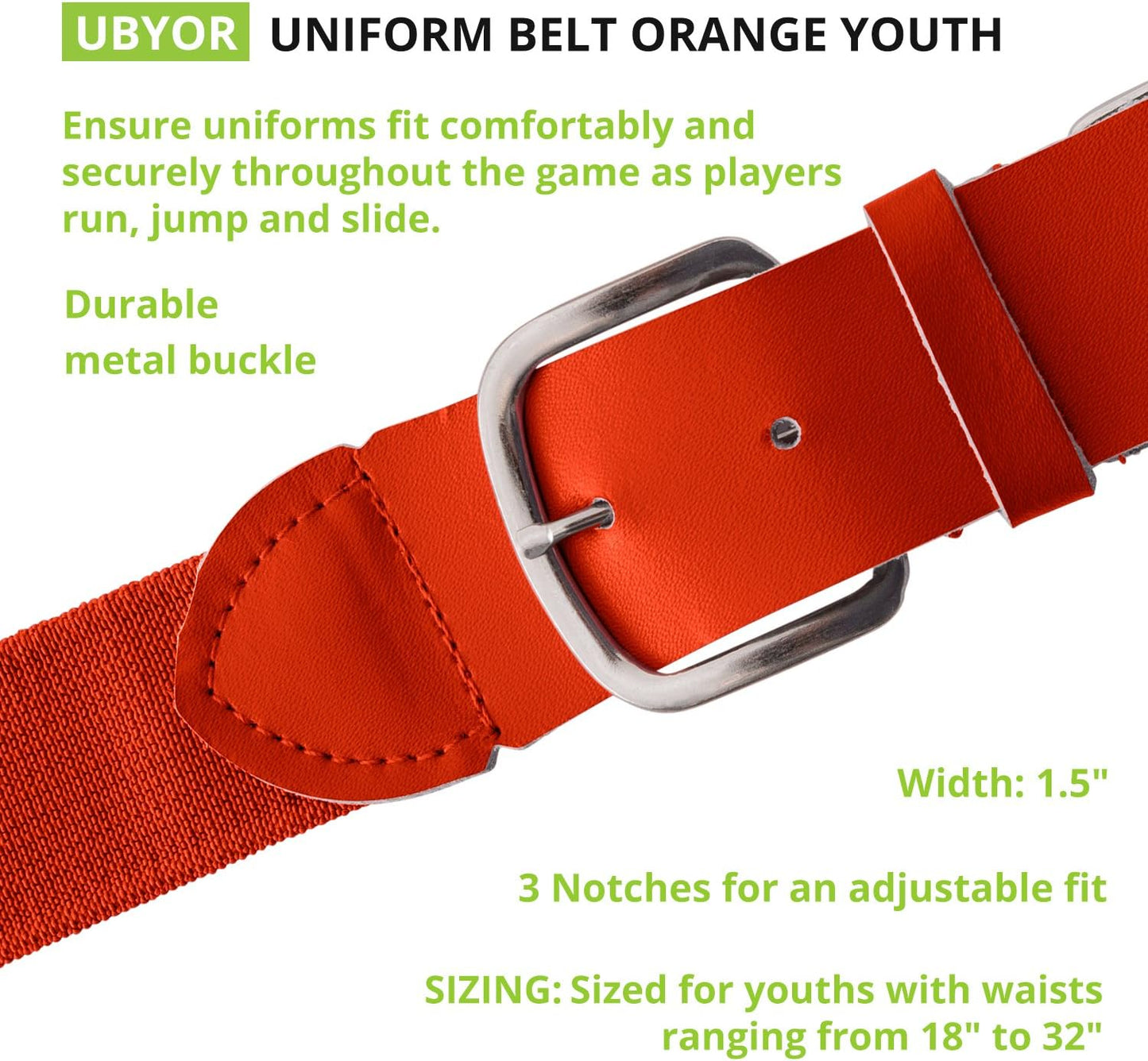 Champion Sports Baseball/Softball Uniform Belt, Comfort Stretch Fit Durable Syntex Tab - Youth & Adult Sizes, Multiple Colors
