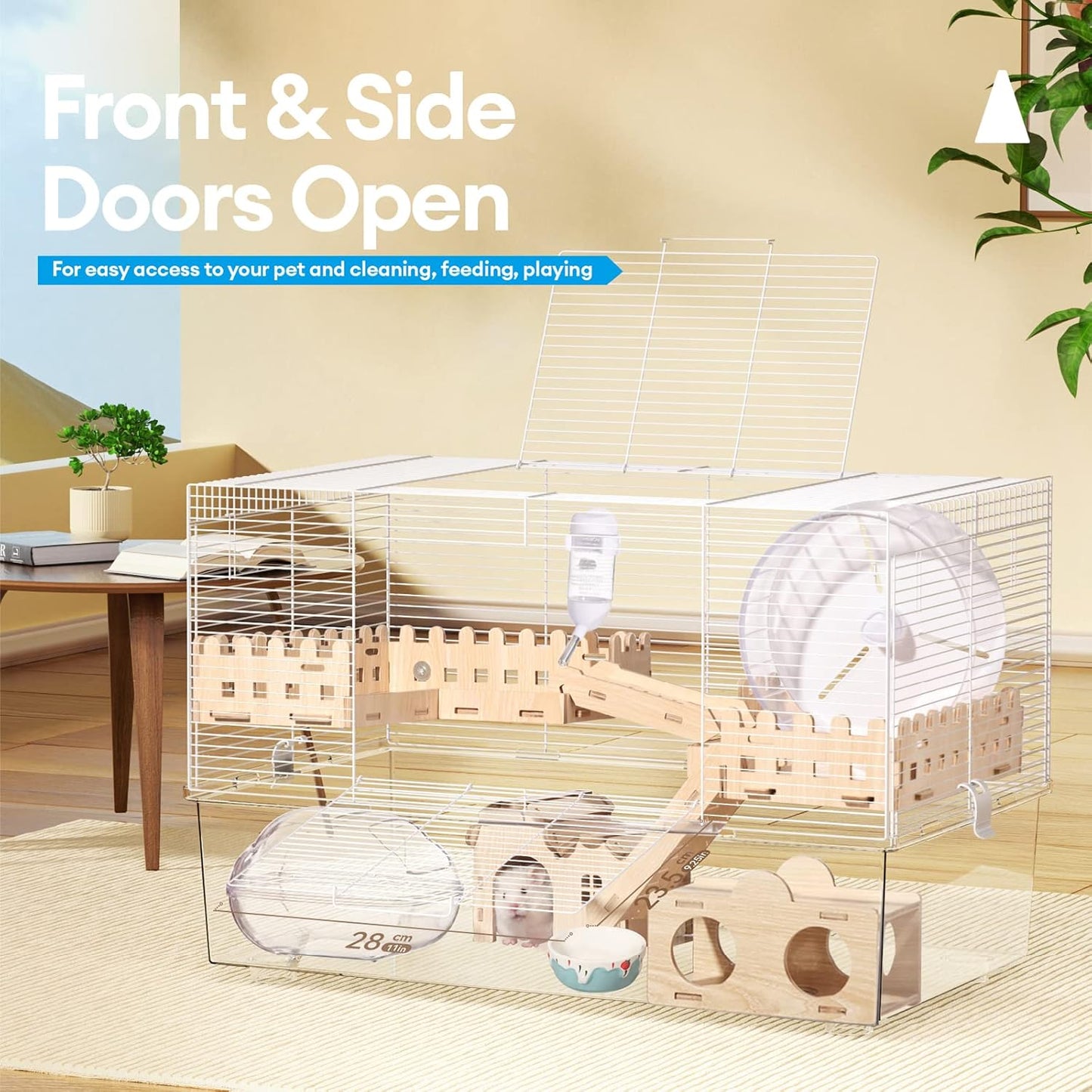 BUCATSTATE Hamster Cage Includes 8 in 1 Accessories, 3-Level Hamster Rat Cage and Habitats for Gerbil, Mice, Syrian Dwarf Hamster (24.4" L x 13.8" W x 16.9" H)