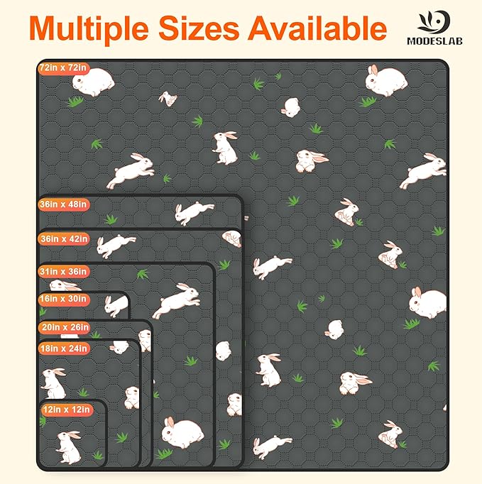 MODESLAB 2-Pack Washable Pee Pads for Dogs, 36in x 42in Puppy Traning Pads Leakproof Guinea Pig Cage Liner Rabbit Cage Absorbing Bedding Reusable Anti-Slip Rug Mat for Crate