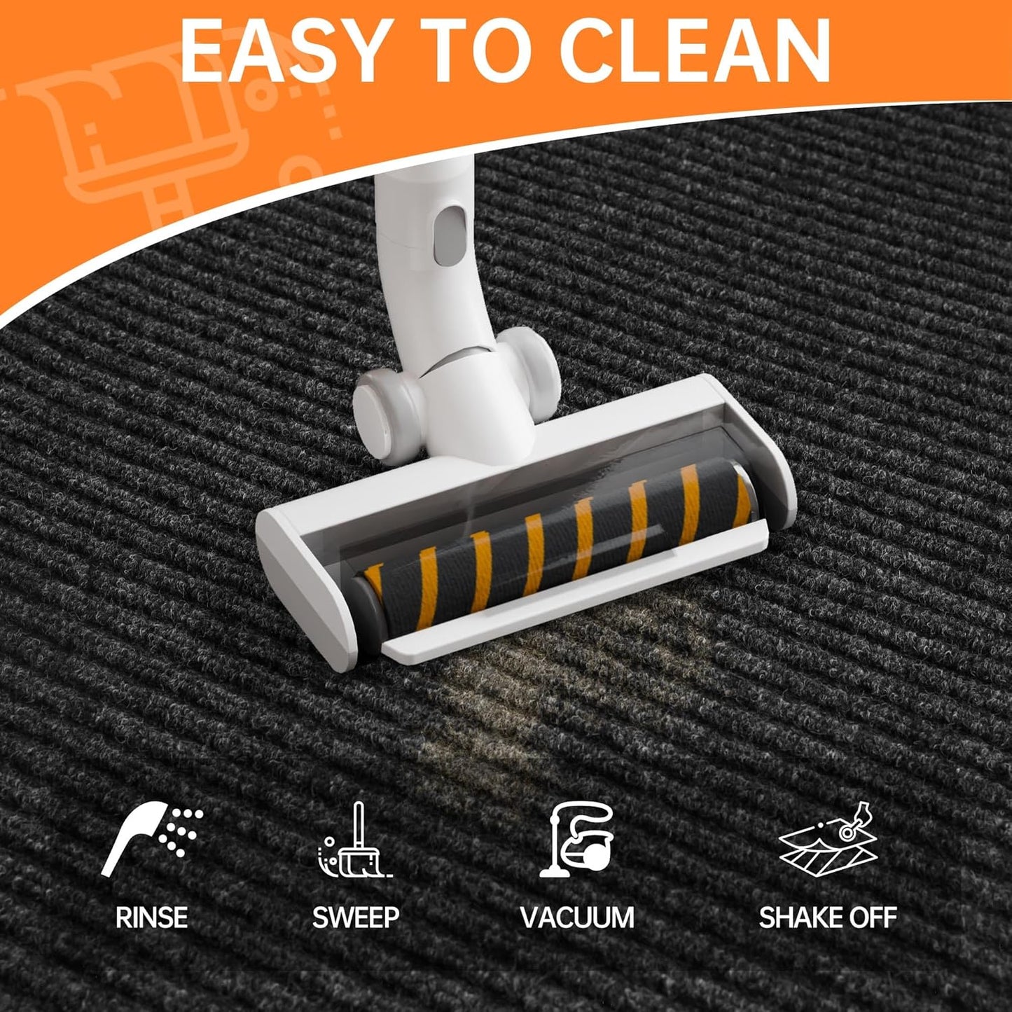 Indoor Outdoor Door Mat, 6' x 4' Doormat for Entryway, Rubber Backing Non Slip Front Door Mat Outside Entrance, Super Absorbent Commercial Floor Mat for Home Office, Black