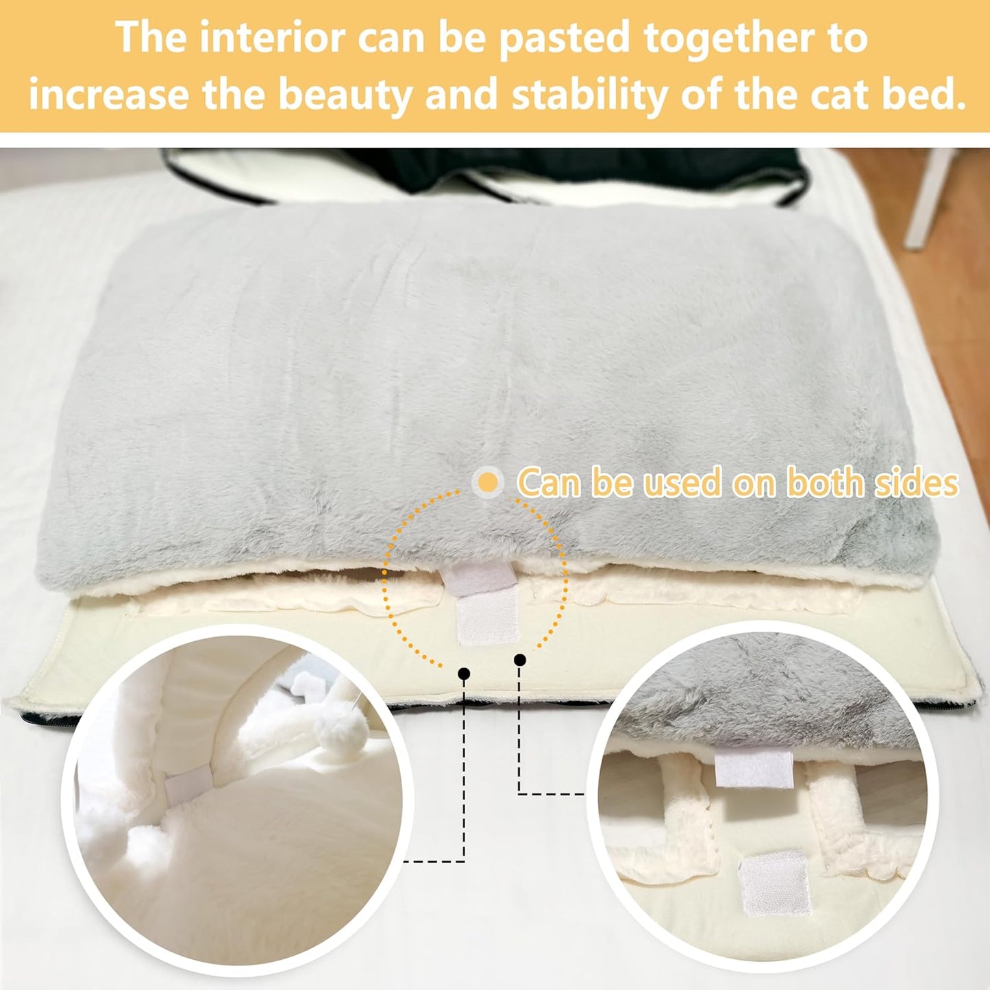 Cat Bed for Indoor Cats,Foldable cat cave,Anti-Slip & Water-Resistant Bottom,cat Houses for Indoor Cats or Small Dogs, Kitten Tent, Rabbit Double Hole Bed:(27.5"×15.3"×15.3"