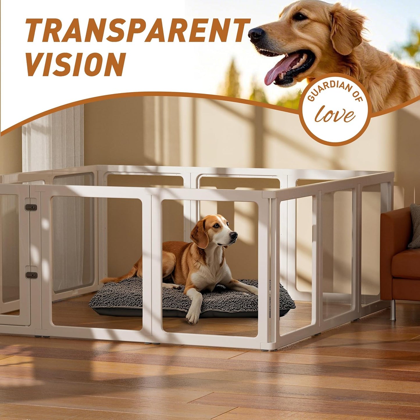 Citylife Clear Acrylic Plastic Dog Playpen Indoor,for Puppy Cat Rabbit Ferret Transparent Pet Pen,Easy Assemble Whelping Crate Kennel Cage Enclosure for Small & Medium Dogs 12 Panels