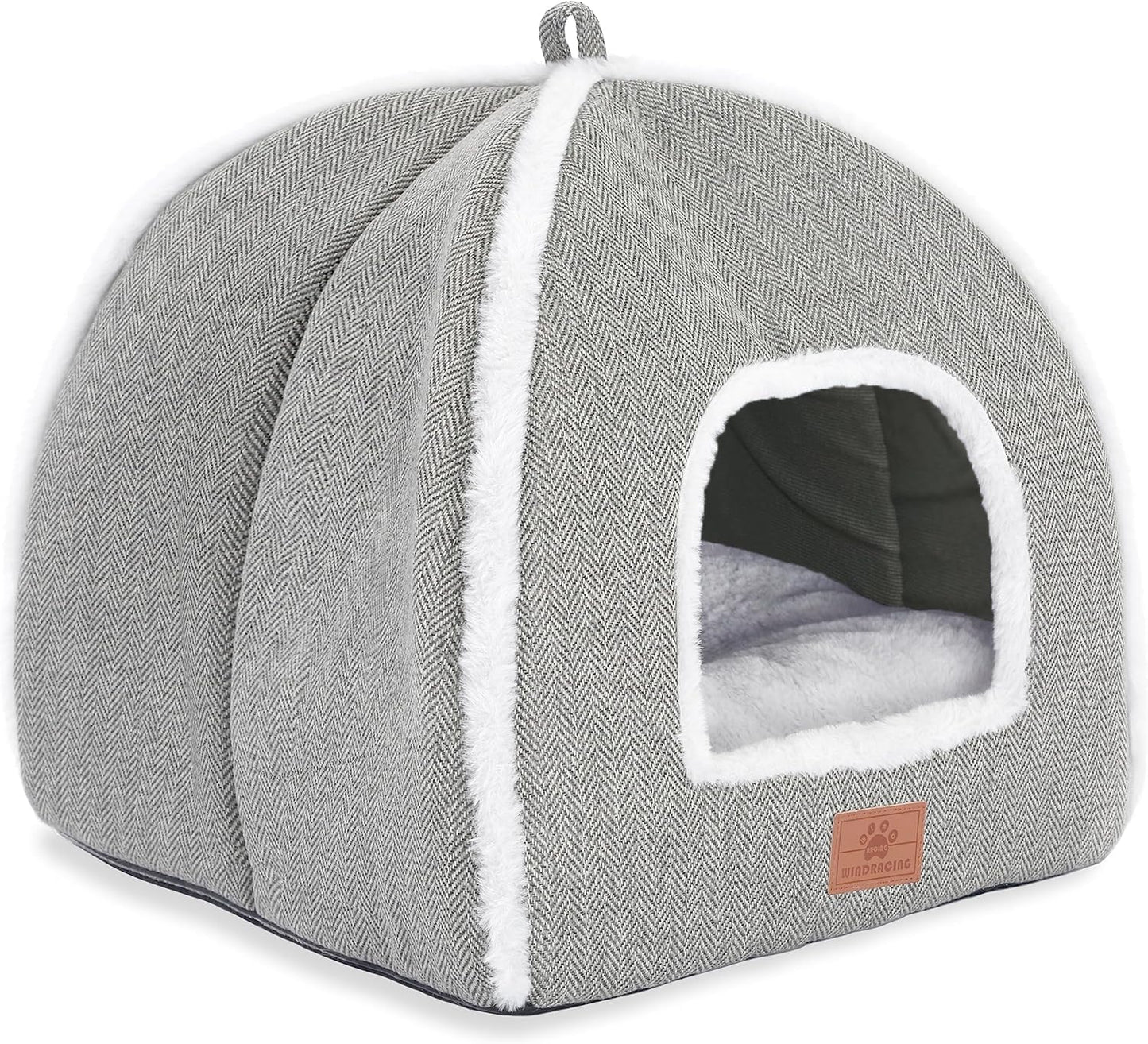 Cat Bed for Indoor Cats - Cat Cave Bed Cat House Cat Tent with Removable Washable Cushioned Pillow, Soft and Self Warming Kitten beds,Cat Beds & Furniture (Large Grey)