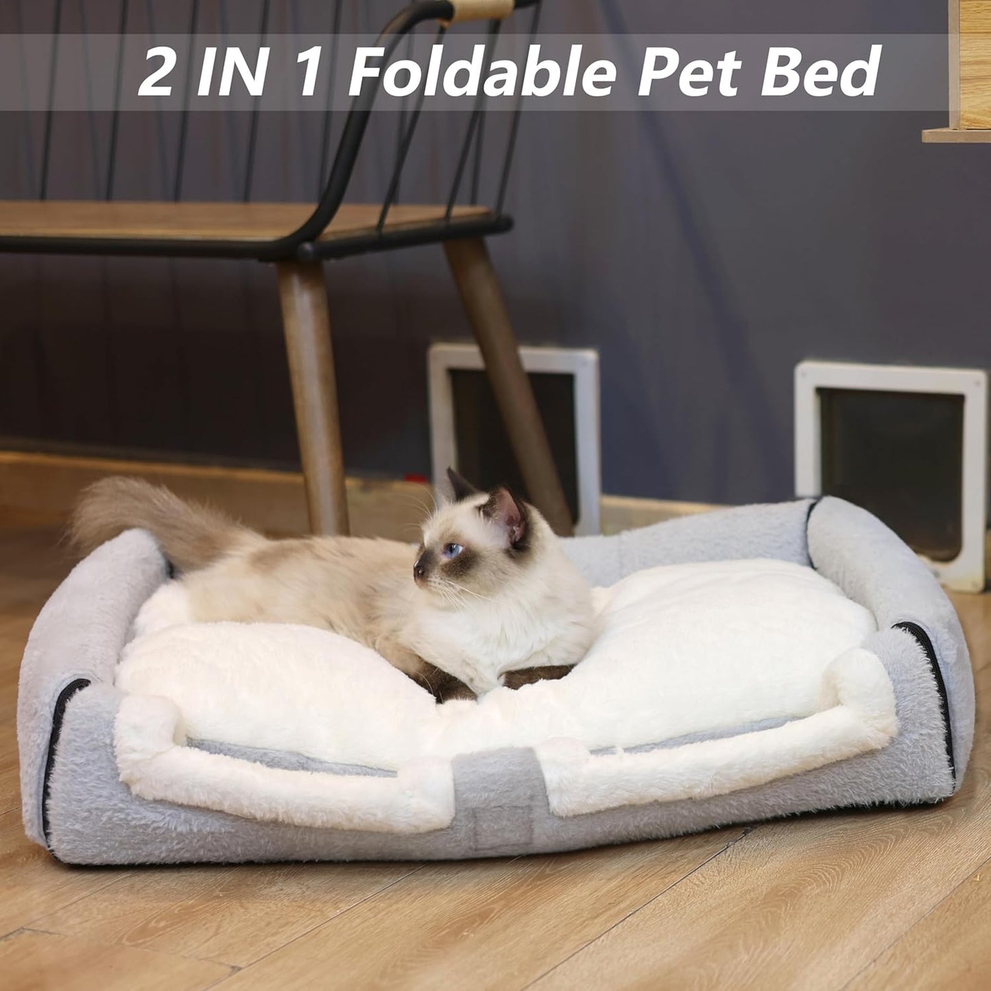 Cat Bed for Indoor Cats,Foldable cat cave,Anti-Slip & Water-Resistant Bottom,cat Houses for Indoor Cats or Small Dogs, Kitten Tent, Rabbit Double Hole Bed:(27.5"×15.3"×15.3"