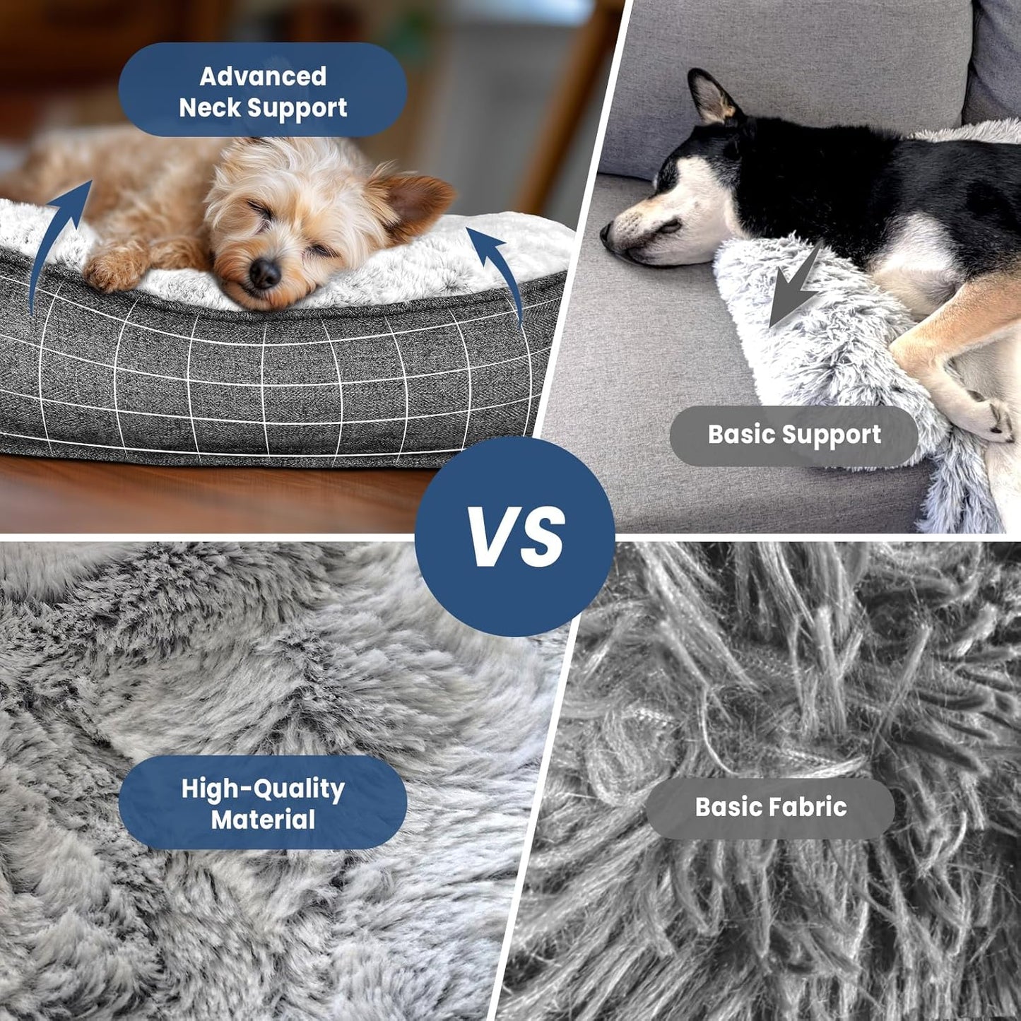 Calming Large Dog Bed for Couch – 41"x37" Washable Non-Slip Plush Sofa Protector for Dogs, Removable Cover, Soft Furniture Mat in Grey