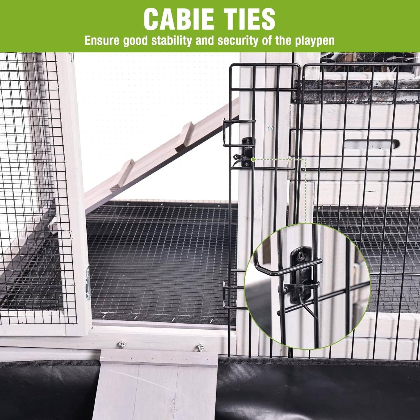 Bunny Playpen Indoor & Outdoor, Rabbit Playpen with Waterproof Liner, Extension Guinea Pig Cages for Small Animals (Playpen Only)