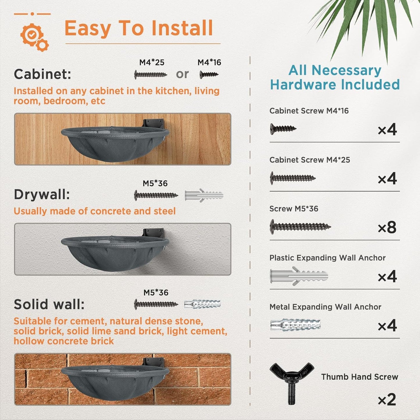 Cat Hammock Wall Mounted, Foldable & Stable Cat Beds- Breathable Cat Wall Shelves for Sleeping, Playing, Climbing, and Lounging - Maximum Hold Up to 30lb (Gray)