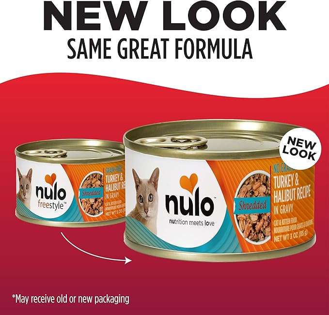 Nulo Turkey & Halibut Grain-Free Shredded Wet Canned Cat Food, 3 Ounce (Pack of 24)