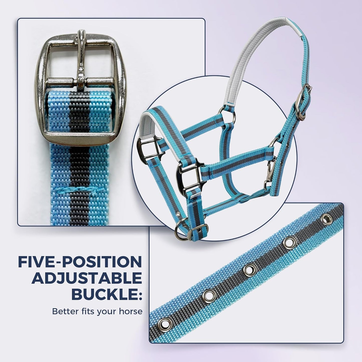 JWODVNTH Adjustable Horse Halter with PP Webbing, Durable Horse Halters with Zinc Alloy Hardware, Horses Training Equipment to Prevent Friction for Training, Competitions & Daily